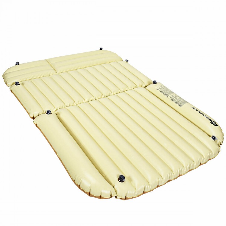 Inflatable SUV air backseat mattress made of durable PVC, featuring a flocked surface for comfort, ideal for camping.