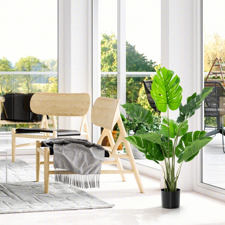 4 feet artificial Monstera Deliciosa tree showcasing 10 vivid leaves, designed for easy assembly and year-round.