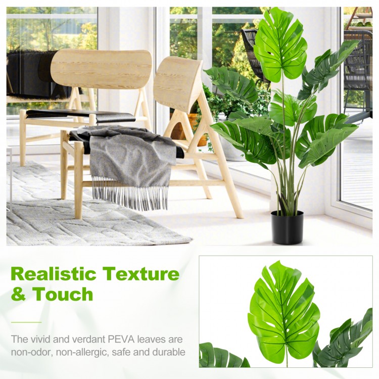 4 feet artificial Monstera Deliciosa tree with 10 realistic PEVA leaves, perfect for indoor and outdoor decoration.