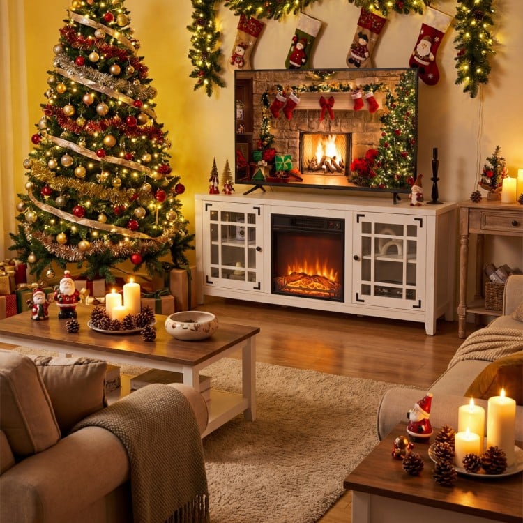 6 ft artificial PVC Christmas tree with solid metal stand, decorated for indoor holiday ambiance and festive cheer.