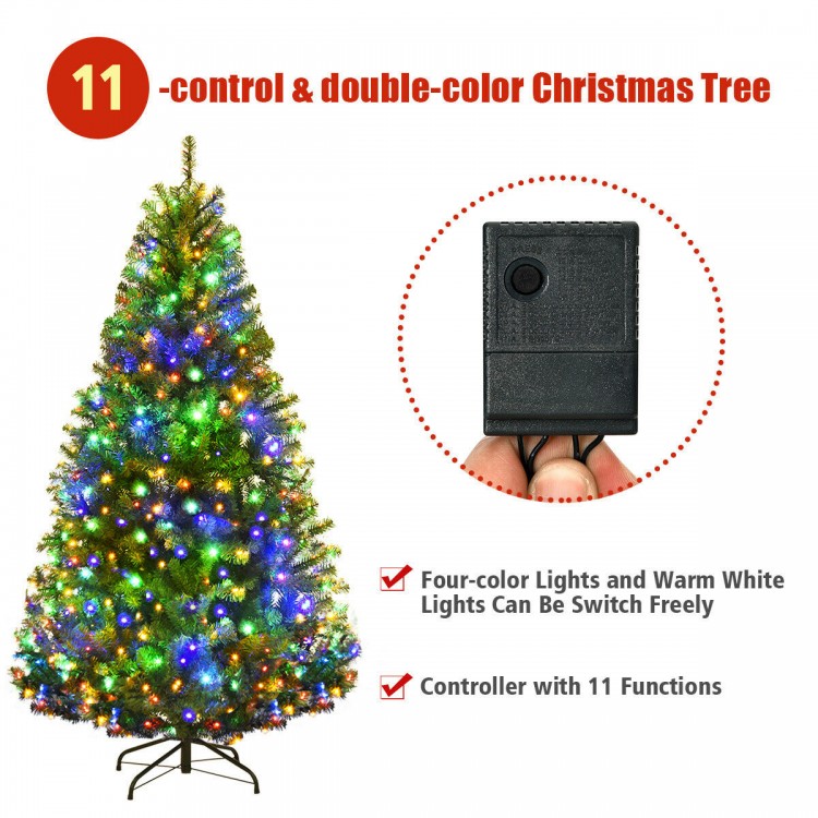 5 ft artificial Christmas tree with pre-lit LED lights, 11 functions, and durable metal stand for festive decor.