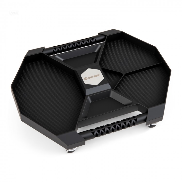 Automotive rolling tool creeper in black with 4 swivel casters, 30 lbs capacity, and efficient storage compartments.