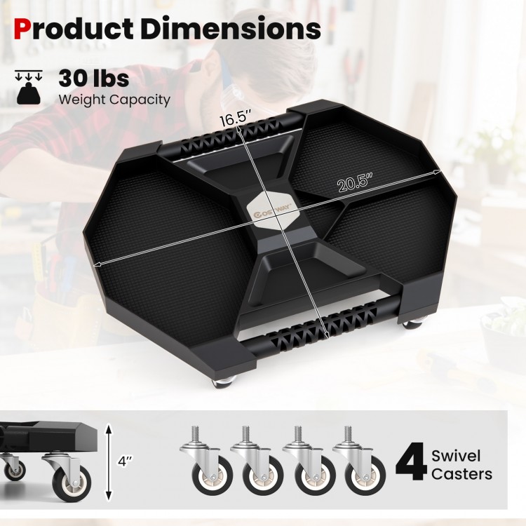 Automotive rolling tool creeper dimensions with 4 swivel casters, 30 lbs capacity, and anti-slip handles for easy.