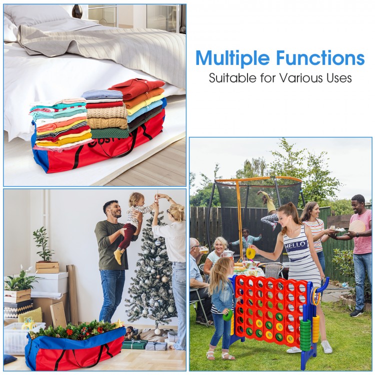 Giant 4 in A Row storage bag made of durable Oxford cloth, ideal for transporting game sets to parks or gatherings.