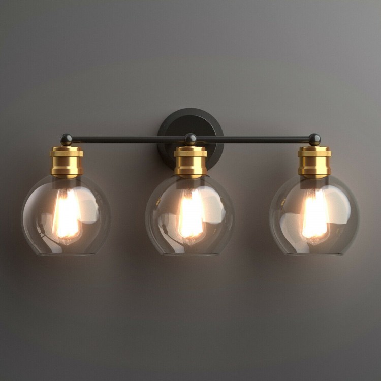 Modern 3-light bubbled glass vanity light showcasing the elegant globe shades, perfect for enhancing any bathroom.