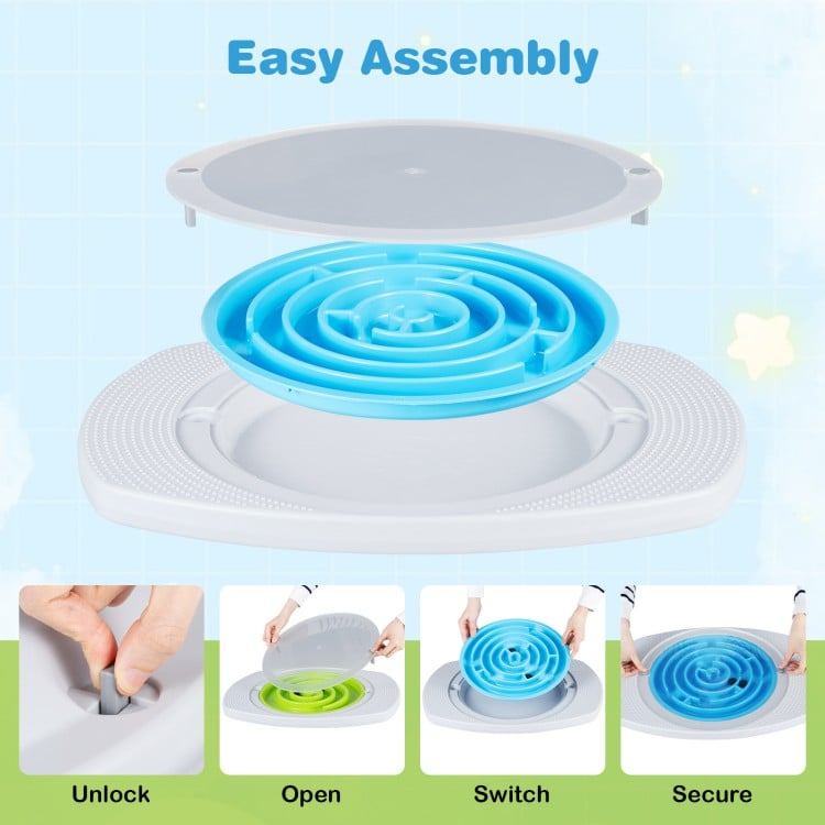 Balance board maze for kids featuring three maze discs, anti-slip surface, and 140 lbs capacity for safe balancing fun.