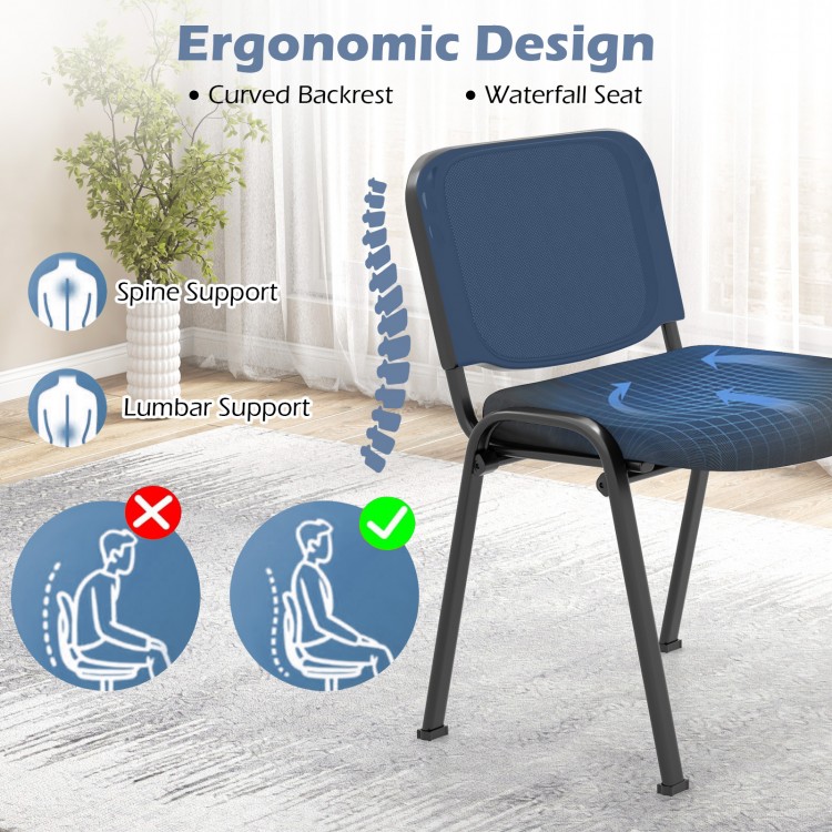 Set of 5 stackable conference chairs with a curved mesh backrest and waterfall seat for optimal comfort and support.