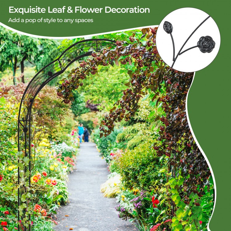Black garden arch trellis for climbing plants, featuring an elegant design, perfect for enhancing outdoor spaces.