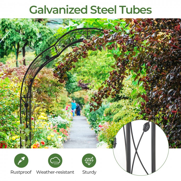Garden arch trellis made of galvanized steel tubes, rustproof and sturdy, perfect for climbing plants and outdoor decor.