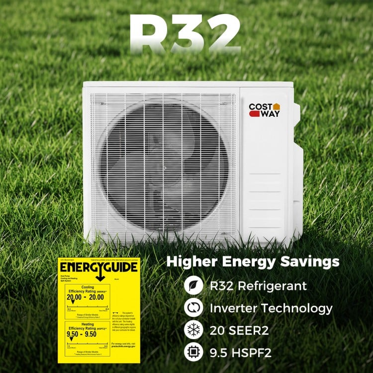 Outdoor unit of the Blast Pro 28000 BTU Mini Split AC with R32 refrigerant, featuring 20 SEER2 for energy efficiency.