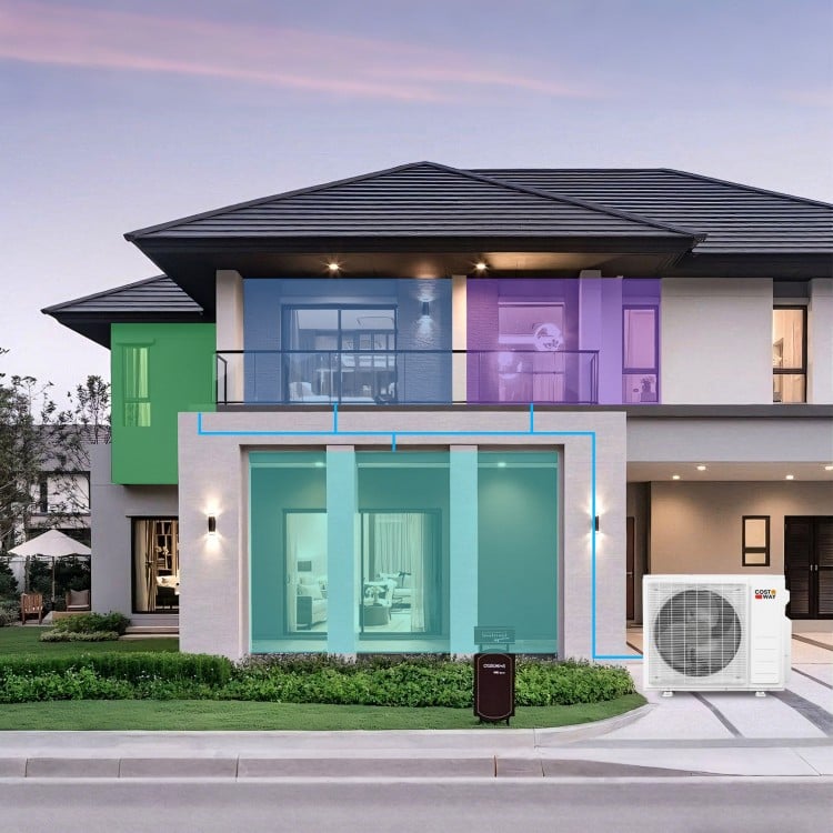 Outdoor unit of the Blast Pro 28000 BTU Mini Split AC with Heat Pump, designed for efficient whole-home cooling and.