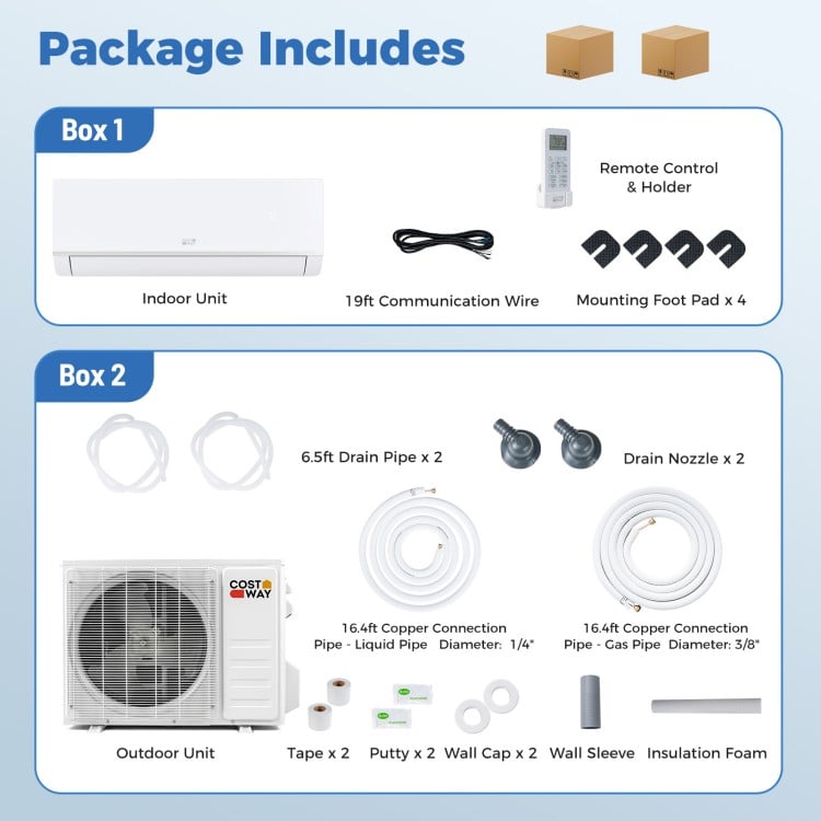 Indoor unit of the Blast Pro Series 12000 BTU mini split air conditioner, featuring WiFi capability and remote control.
