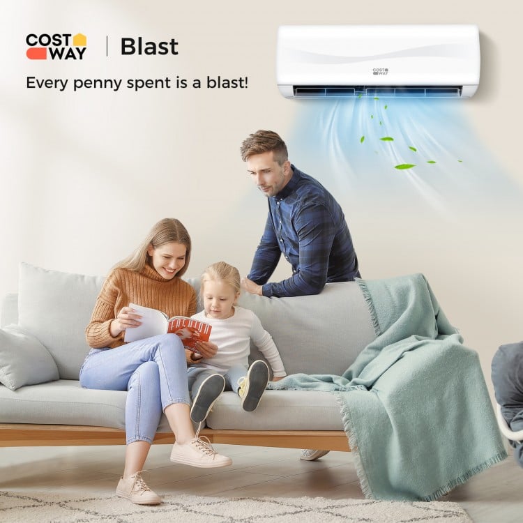 Ductless mini split air conditioner and heater, 9000 BTU, for efficient cooling and heating in spaces up to 450 sq.ft.