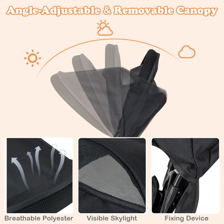 Angle-adjustable canopy detail of the 4-in-1 Baby Trike, featuring breathable polyester for sun protection and easy.