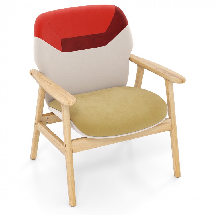 Modern accent chair with rubber wood frame, polyester upholstery, and spacious backrest for cozy support in any room.
