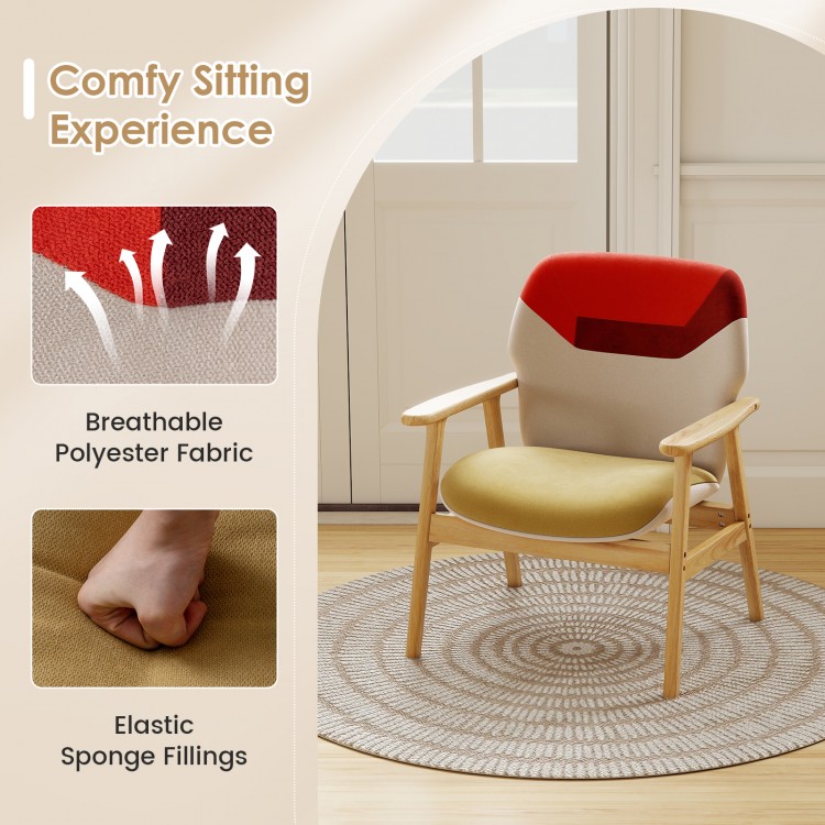 Modern accent chair with breathable polyester fabric, elastic sponge fillings, and spacious backrest for cozy support.