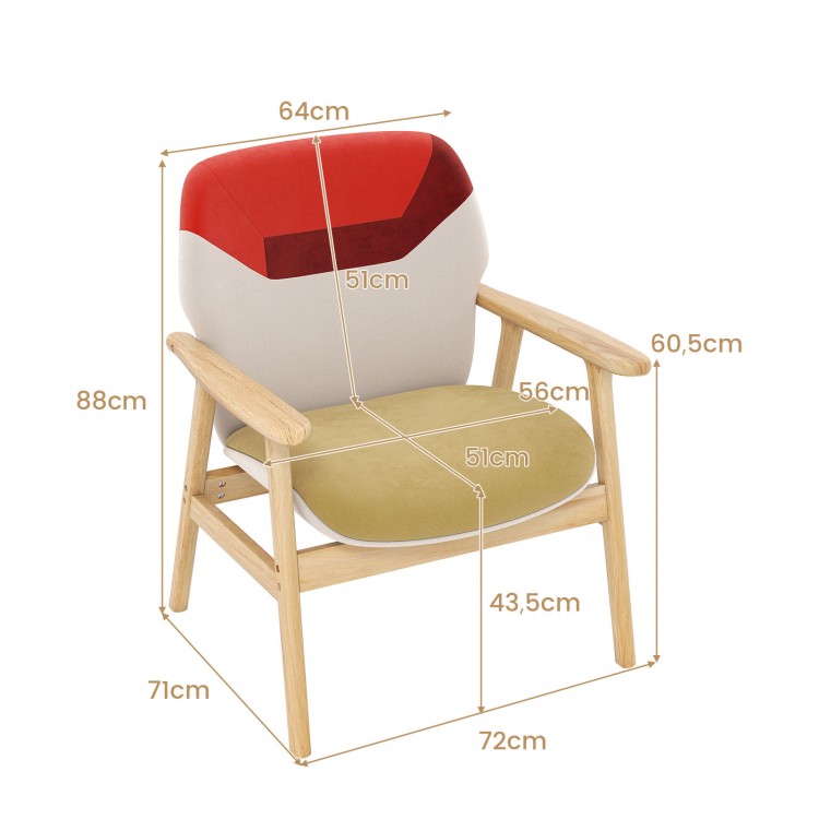 Modern accent chair with rubber wood frame, spacious backrest, and polyester upholstery, ideal for living rooms and.
