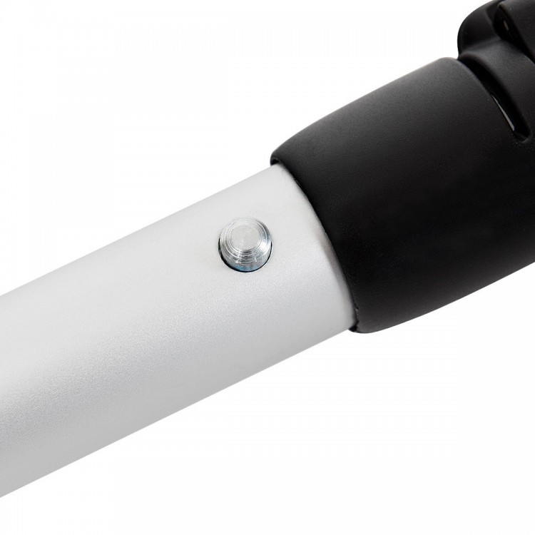 Close-up of the adjustable aluminum alloy paddle shaft, showcasing the durable material for surf and SUP activities.