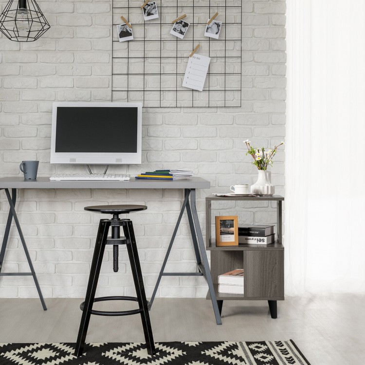 Modern wooden nightstand set with legs, featuring a compact design and large storage space for versatile use.