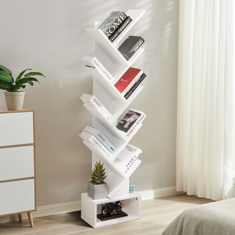 10-tier Tree Bookshelf with Drawer Free-standing Storage Bookcase - Gallery View 3 of 11