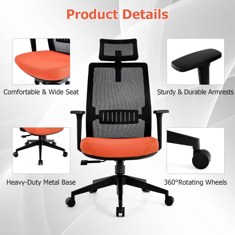 Ergonomic office chair with lumbar support, adjustable headrest, and sturdy metal base for versatile use in any setting.