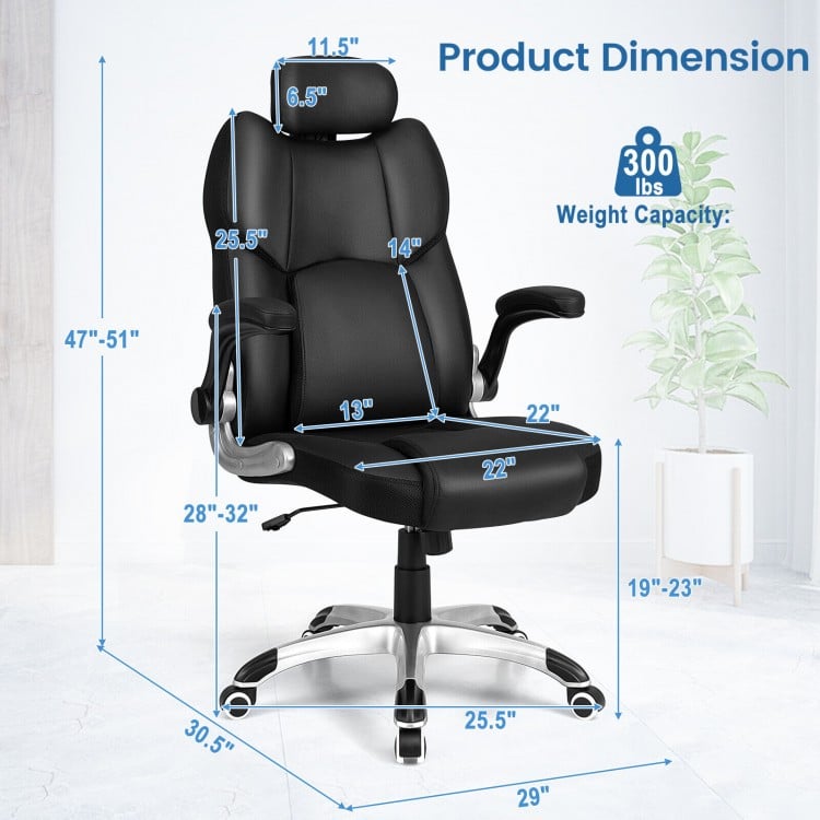 Kneading massage office chair in black with adjustable headrest, lumbar cushion, and 300 lbs weight capacity.