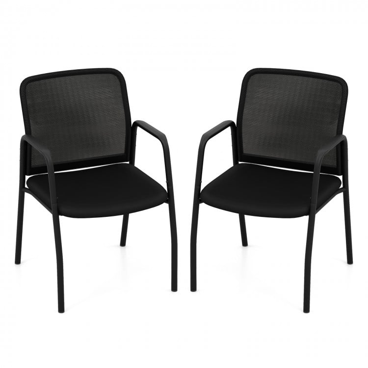 Waiting Room Chair Set of 2 Office Guest Chairs with Ergonomic Mesh Backrest - Gallery View 1 of 7