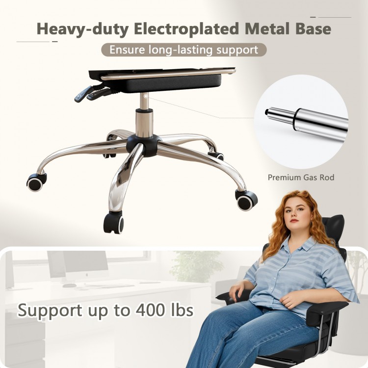 Heavy-duty electroplated metal base of the Big and Tall Executive Office Desk Chair, supporting up to 400 lbs for.