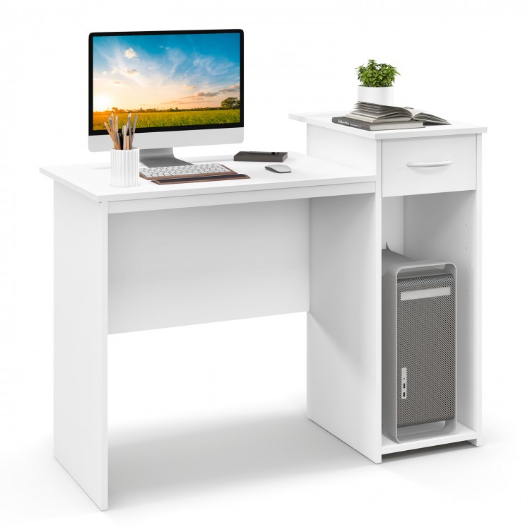 Computer Desk with Drawer Modern Laptop PC Desk with Adjustable Shelf and Cable Hole - Gallery View 1 of 11