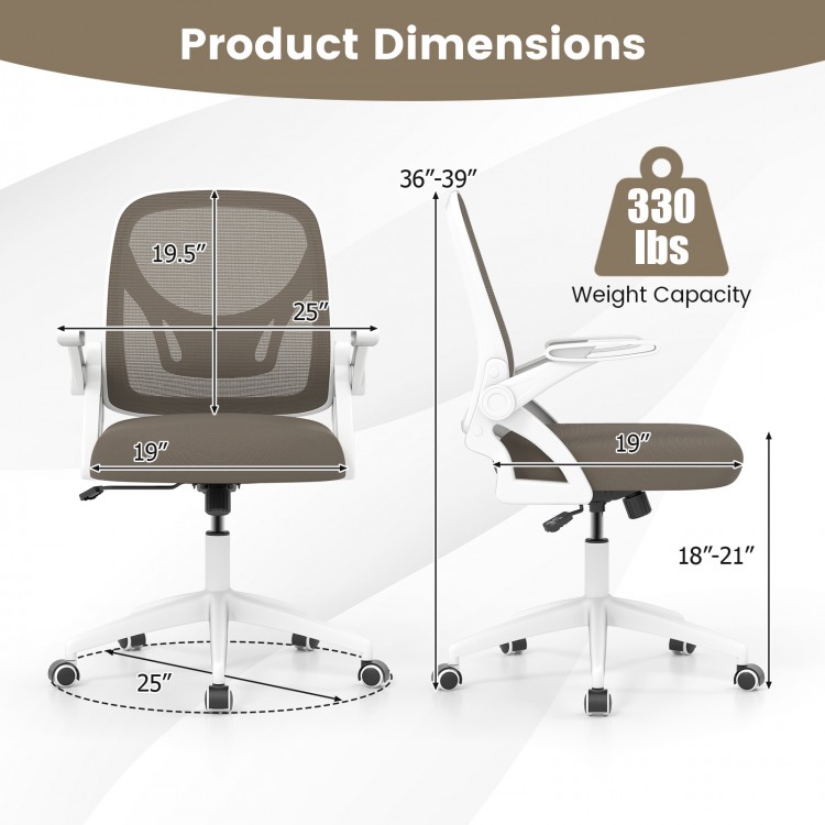 Ergonomic computer desk chair with lumbar support, height-adjustable, gray mesh fabric, ideal for comfortable seating.