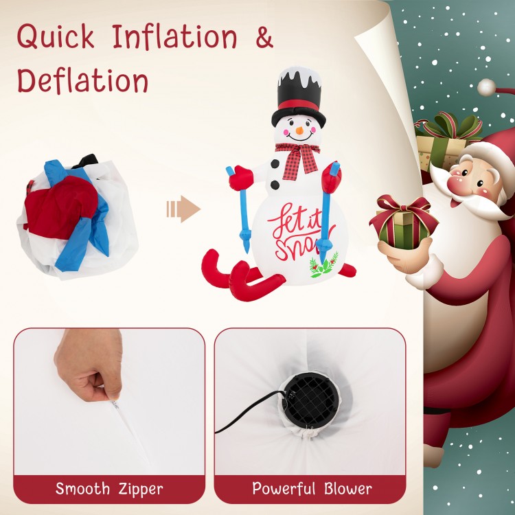 6FT Christmas inflatable decoration with LED lights, featuring a powerful blower for quick inflation and built-in.