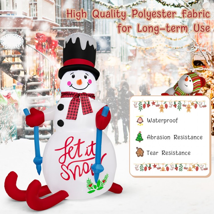 6FT inflatable Christmas decoration with LED lights, made of durable polyester, perfect for yard and porch display.
