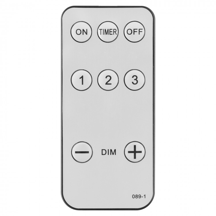 Remote control for 4 feet pre-lit potted Christmas tree with adjustable brightness and timer settings.