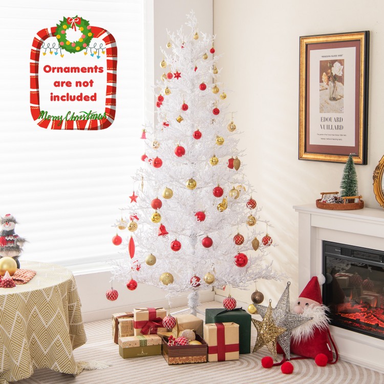 6 feet artificial Christmas tree with 383 PE branch tips and 300 LED lights, perfect for festive home decoration.