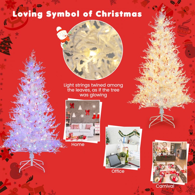 6 feet artificial Xmas tree with 383 PE branch tips and 300 LED lights, ideal for home, office, or carnival decorations.