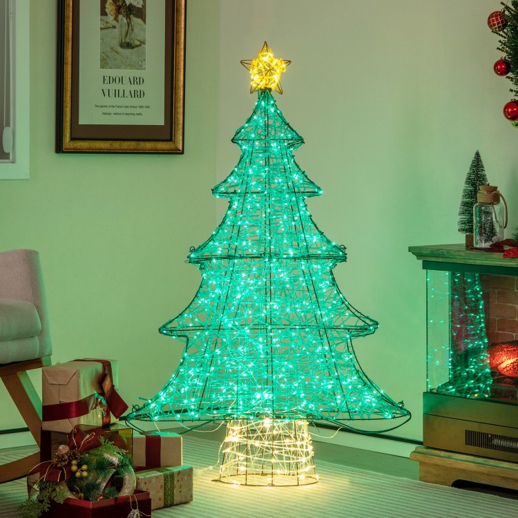 4-foot lighted artificial Christmas tree with 520 LED lights and top star, perfect for festive indoor or outdoor decor.