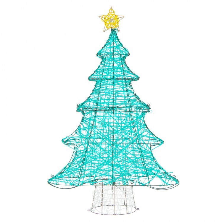 Lighted 4 feet artificial Christmas tree with 520 LED lights and top star, perfect for outdoor holiday decorations.
