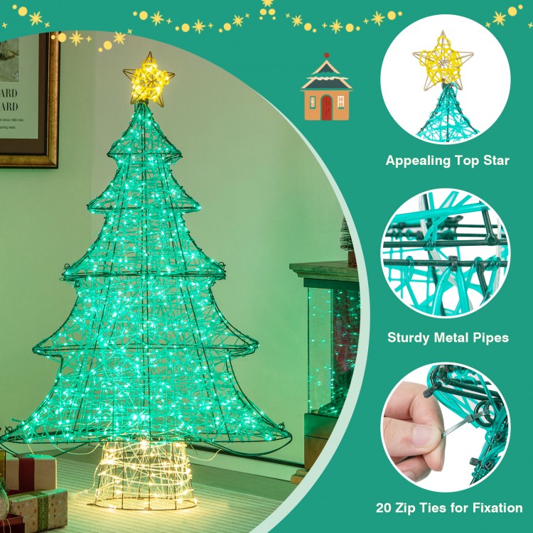 4 feet lighted artificial Christmas tree with 520 LED lights and appealing top star, perfect for festive outdoor.
