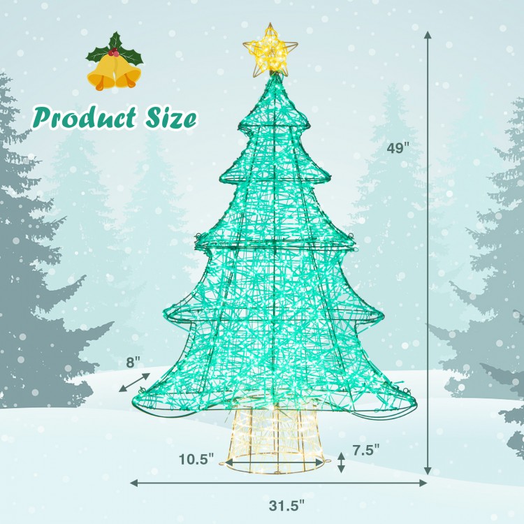 Lighted artificial Christmas tree with 520 LED lights, 4 feet tall, featuring a star topper, ideal for outdoor.