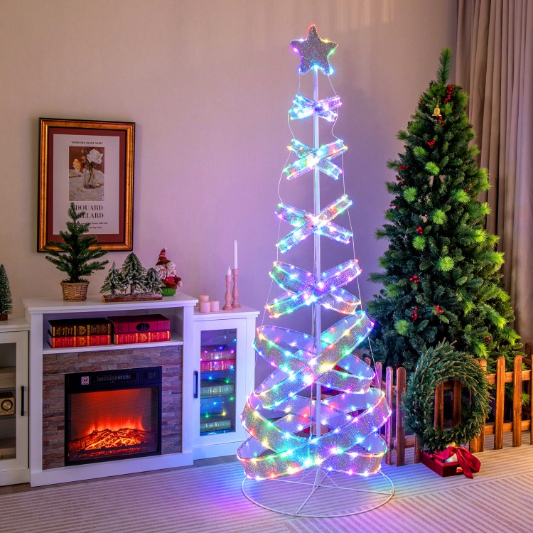 Spiral Christmas tree with 341 LED lights, 34 lighting modes, ideal for indoor and outdoor holiday decorations.