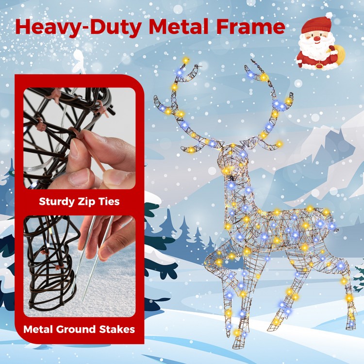 Pre-lit 4.6 feet Christmas reindeer with 170 LED lights, featuring a heavy-duty metal frame and elegant antlers for.