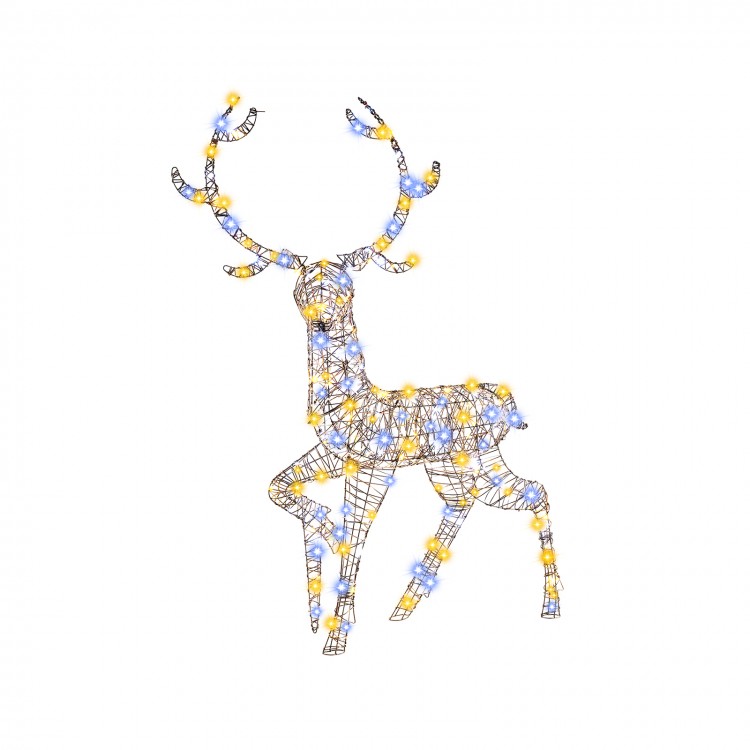Pre-lit 4.6 feet Christmas reindeer with 170 LED lights, featuring a durable metal frame and elegant antlers for.