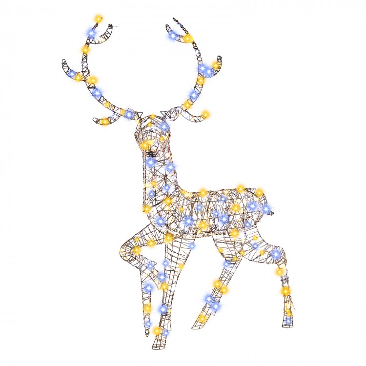 Pre-lit 4.6 feet Christmas reindeer with 170 cold and warm LED lights, designed for indoor and outdoor holiday decor.