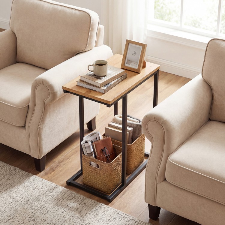 C-Shaped End Table Small Side Table with Sturdy Metal Frame - Gallery View 3 of 11