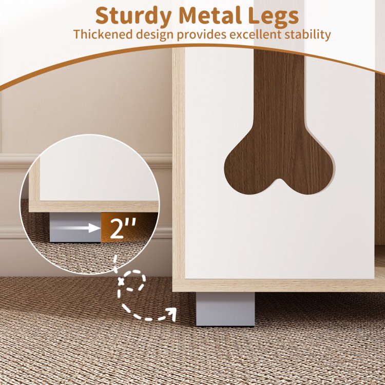 Close-up of the sturdy 2" metal legs of the Cat Bed Side Table, ensuring excellent stability for the wooden cat condo.
