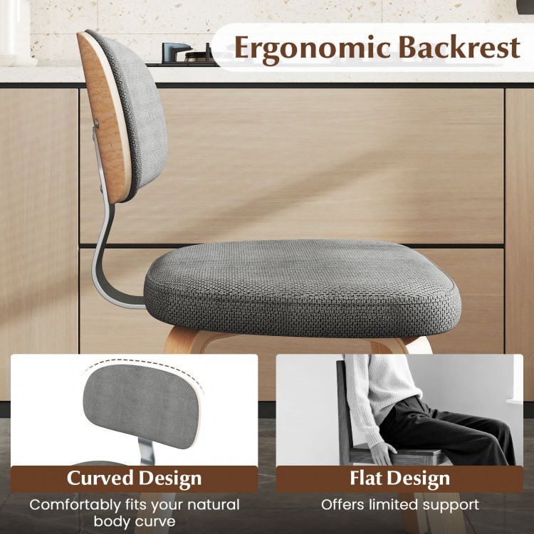 Gray chenille fabric upholstered kitchen chair with ergonomic backrest, designed for comfort and durability in various.