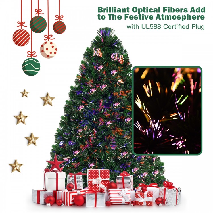 3-foot artificial pre-lit fiber optic Christmas tree with colorful LED lights, perfect for festive indoor decoration.