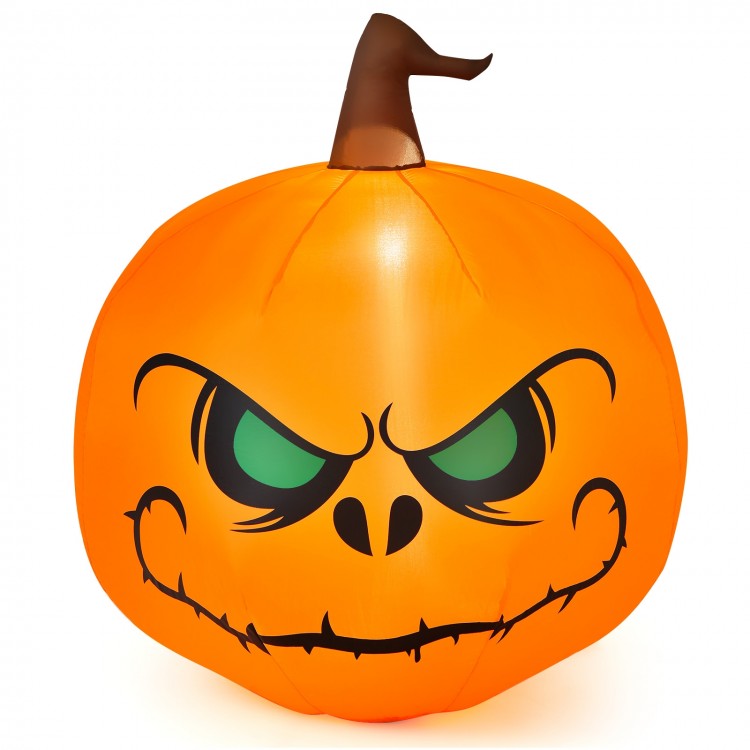 4-foot Halloween inflatable pumpkin with a scary face and built-in LED light, perfect for festive indoor and outdoor.