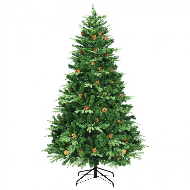 7/7.5/8 Feet Artificial Christmas Tree with LED Lights and Pine Cones - Gallery View 1 of 10