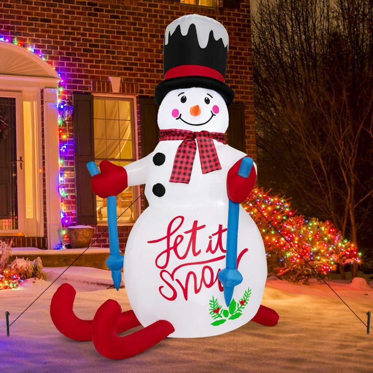 6FT inflatable Christmas decoration with LED lights, snowman design, perfect for yard or porch holiday displays.
